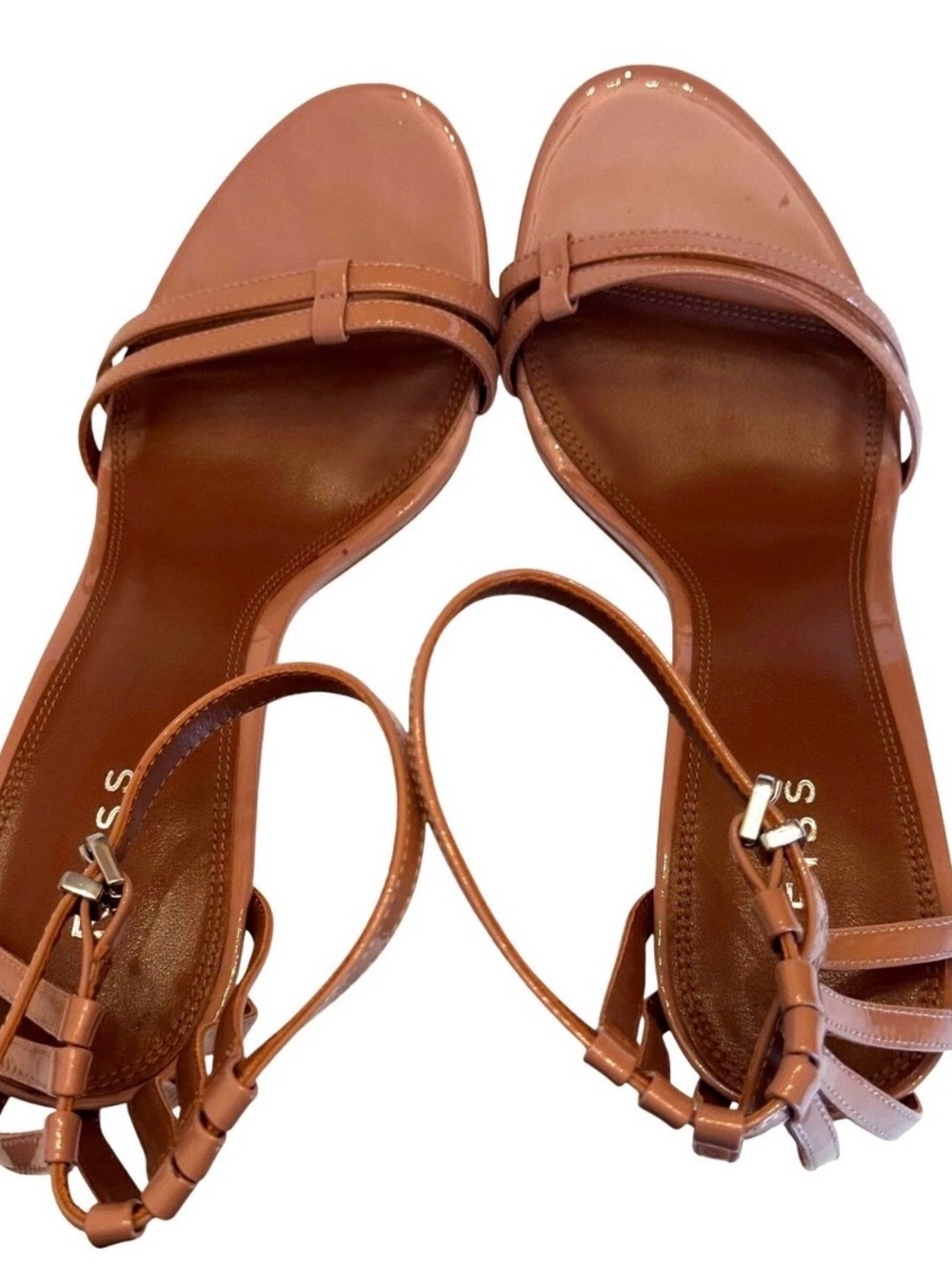 Reiss Patent Leather Strappy Heeled Sandals in Brown Sz 40 US 9.5 - Picture 2 of 11